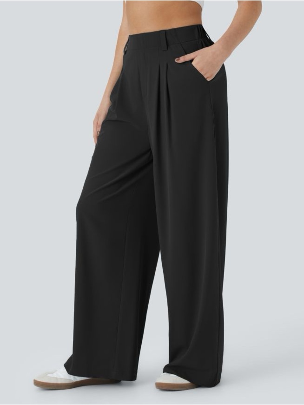 HALARA Breezeful High Waisted Pocket Wide Leg Baggy Flowy Solid Palazzo Quick